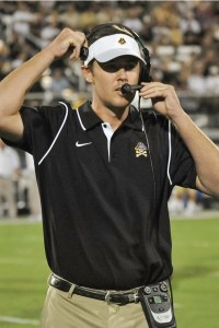 Riley talks Pirate O: Offensive Coordinator upbeat about depth and capability of this year's team. (photo: ECU Media Relations)