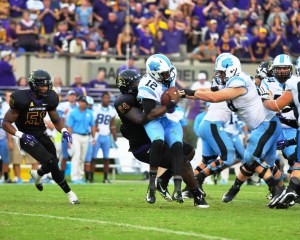 DE Johnathon White buries a North Carolina player.